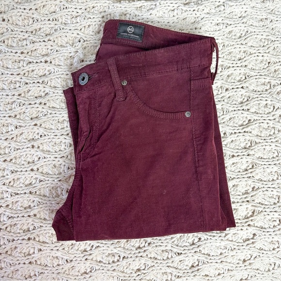 AG The Legging Ankle Super Skinny Corduroy Suede Burgundy Jeans - Picture 16 of 16
